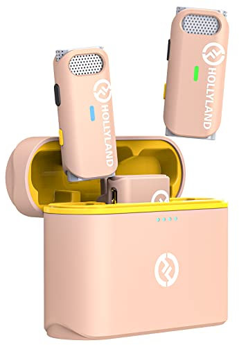 Hollyland Lark M1 Wireless Lavalier Mikrofon aktive Geräuschunterdrückung 200m Reichweite, 8H Akkulaufzeit, Ultra-Mini tragbares, kabellos Ansteckmikrofon für DSLR Kamera iPhone Android PC (Rosa)