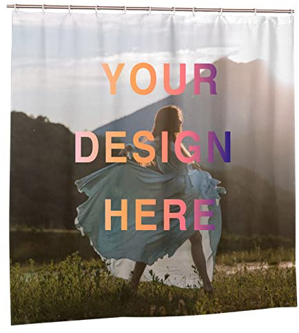Custom Photo Shower Curtains Custom Image Shower Curtain with Your Photo Text Custon Backdrop Personalized Shower Curtain for Bathroom set with 12 Plastic Hooks, 180x180 cm