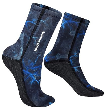 Summshall Neoprensocken, 3MM Neopren Socken Damen Herren Thermo Schwimmsocken Beachvolleyball socken Wattsocken Tauchsocken für Wassersport Schnorcheln Surfen