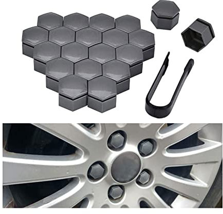 LIPPSY 20 Stücke Auto Radmutterkappen für Opel Astra H G J Insignia Mokka, Sechskant Radbolzen Anti-Rost Radschrauben Kappen Schutz Abdeckungen Zubehör,19mm-C/Grey