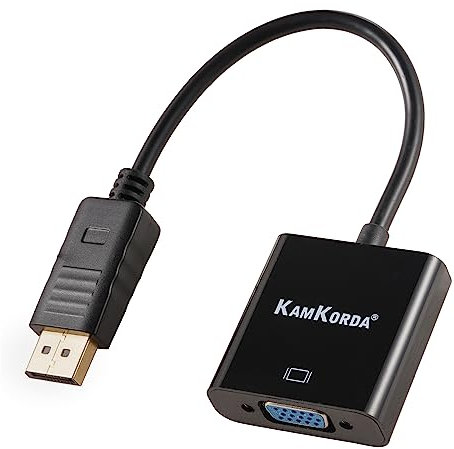 KamKorda Displayport to VGA Adapter | 1 Pack | VGA to Displayport Male to Female | for Computer Desktop Laptop PC Monitor and More