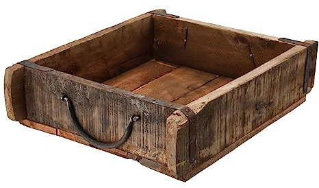 Novaliv Holzkiste Vintage 30 x 25 x 8 cm Alte Ziegelform Holz Groß Allzweckkiste aus recyceltem Altholz Jede Form EIN Unikat ? Vintage Kiste Deko
