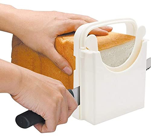 Bread Slicer Hands DIY Toast Cutter with Cutting Guide Foldable Adjustable Slice Thickness Cutter for Sandwich Loaf Bread & Cakes