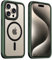 MobNano Hybrid Clear Magnetic iPhone 15 Pro Max Case, [Wireless Charging + MagSafe Support] Silicone Shockproof Bumper hard Transparent Outdoor Football Phone 15 Pro Max Cover - Green/Black