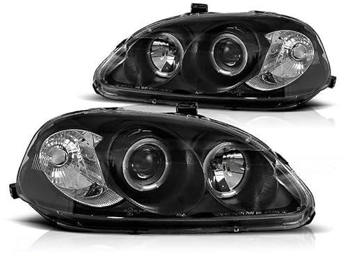 DM Autoteile 700057 Scheinwerfer schwarz kompatibel für Honda Civic ab 1995-1999