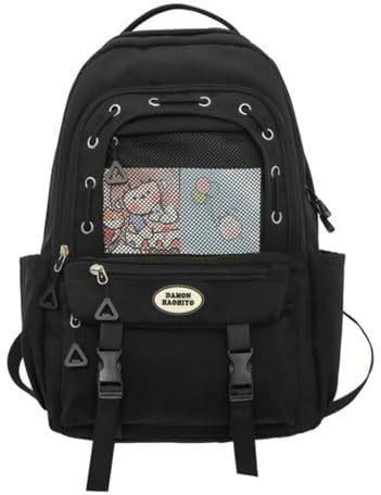 Ruarby Rucksack im japanischen Stil, Schultasche, Büchertasche, Laptop-Rucksack für Studenten, Teenager, Schwarz