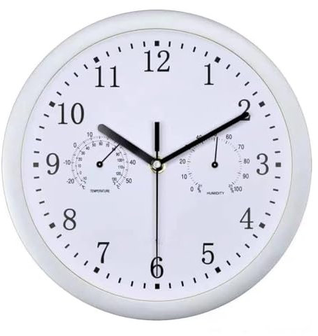 Außenuhr, Gartenuhren, Hygrometer, wasserdicht, Außenuhren, hochwertige leise ohne Ticken, 25,4 cm, für Terrasse, Pool, Garten, Haus