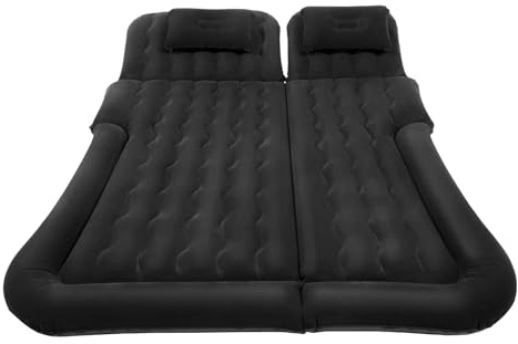 RainWeel Colchón de aire con una bomba de inflado rápida, esterilla de camping de 170 x 120 cm, colchón de aire doble, 6 cámaras, superficie aterciopelada, juego completo negro