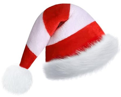 23GUANYI Weihnachtsmützen Erwachsene, Rot und Weiß Nikolausmütze Plüsch Weihnachtsmann Mütze Warm Dicker Weihnachtshut für Herren Damen Weihnachten Neujahr Festliche Cosplay Partys