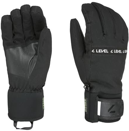 Level Hawk Herren Ski- und Snowboardhandschuhe mit kurzer Manschette und verstellbarem Riemen, Thermo-Winterhandschuhe für Herren, wasserdicht und atmungsaktiv, Schnee-Bekleidung für Herren für
