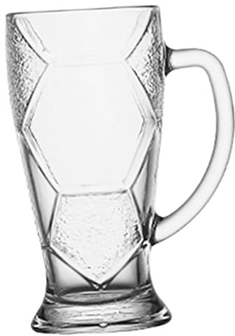 OKUMEYR Großer Bierkrug Mit Henkel Fußball Bierbecher 600ml Soccer Party Glaskrug
