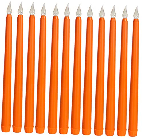 Angoily 12St farbige Kerzenlichter tropffrei Lichterkette batteriebetrieben verjüngt faschingsdekoration fasching dekoration Batteriebetriebene Stabkerzen Spitzkerzen leuchten LED Orange