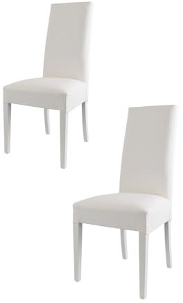 t m c s Tommychairs - 2er Set Moderne Stühle Luisa für Küche und Esszimmer, robuste Struktur aus lackiertem Buchenholz Farbe Weiss, Gepolstert und mit weissem Kunstleder bezogen