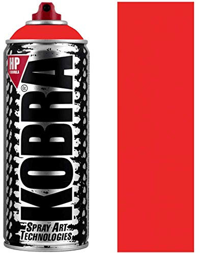 KOBRA HP High Pressure Spray Paint 400ml Can – Professional Grade 100% Acrylic Formula with Matte Finish for Graffiti, Street Art, Crafts & Multi-Surface Use (6002 Venom Red)
