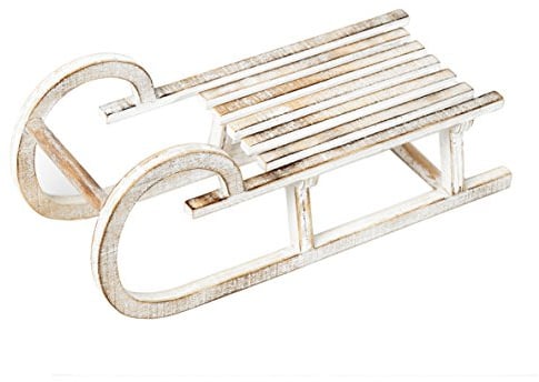 Heitmann Deco Holz-Schlitten - Deko-Schlitten - Weihnachtsdeko - Winter-Deko - Holz-Deko - shabby chic - weiÃ, 26.5 x 10 x 10.5 cm