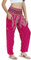 Lofbaz Damen Haremshose Yogahose Pumphose Hippie Hose Boho Kleidung Festival Outfit Sommerhose Leicht Sommer Hosen - Floral 3 Rosa 4XL Große Größen