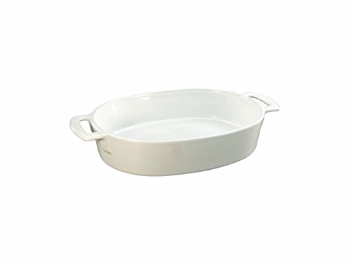 CreaTable Serie Nostalgie, oval 37 cm Auflaufform, Steinzeug, Weiß, 35 x 27 x 30 cm