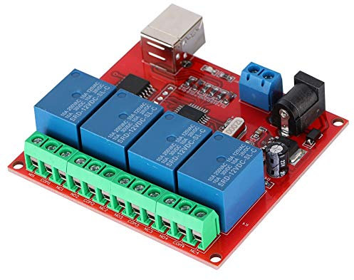 Módulo de relé de 12V, 4 canales DC Módulo de relé de 12V Módulo de relé del controlador de conmutador inteligente USB, Módulo de relé de alto rendimiento PC Tarjeta de expansión de USB Junta