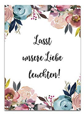 50 Knicklichtschilder Hochzeit Schilder für Knicklichter Lass unsere Liebe leuchten (BOHO Hochzeit)