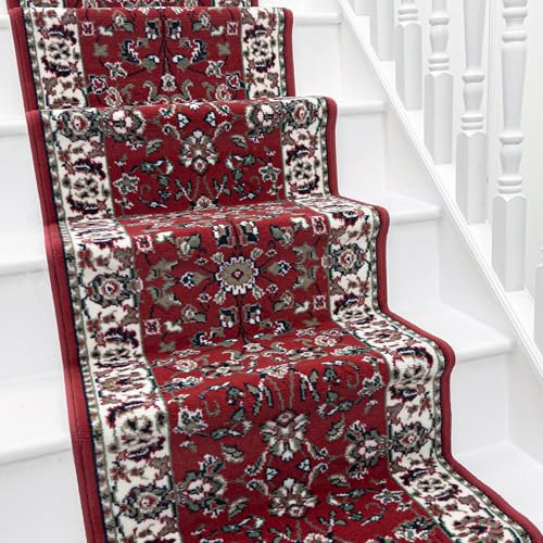 runrug Soft & Comfortable Stair Runner - Smooth & Durable Carpet for Stairs - Stain-Resistant, Fade-Resistant - Multiple Sizes - 660cm x 60cm - 9mm Thick - Traditional, Red
