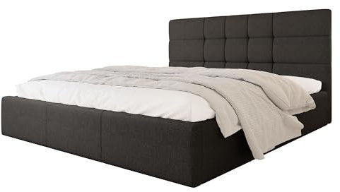 Mirjan24 Doppelbett Komasan mit Lattenrost aus Holz, Ehebett mit Bettkasten, 4 Größen, Polsterbett, Bett mit Kopfteil, Bettgestell, Schlafzimmer, Farbauswahl (Bergamo 97, 140 x 200 cm)