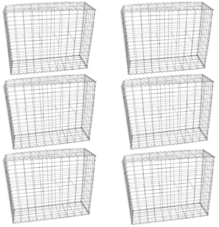 Lot de 6 Paniers de Gabions Argentés en Acier Galvanisé pour Projets d’Aménagement Extérieur, Murs de Soutènement, Clôture de Jardin. 100 x 95 x 30cm