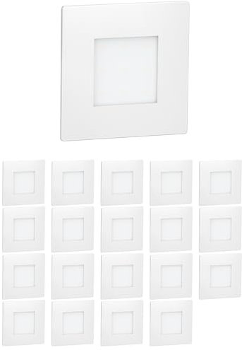 ledscom.de 20 Stück LED Treppenlicht/Wandeinbauleuchte FEX für innen und außen, eckig, 85 x 85mm, kaltweiß