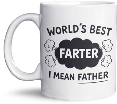 Lustige Tasse für Vater - World's Best Farter, I Mean Vather - Nettes Vatertagsgeschenk - Original Geschenk für Papa - Tasse mit Text - 325 ml Kaffeebecher