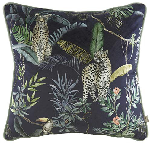 Evans Lichfield Jungle Leopard Kissenbezug, Samt, Benzin, 43 x 43cm