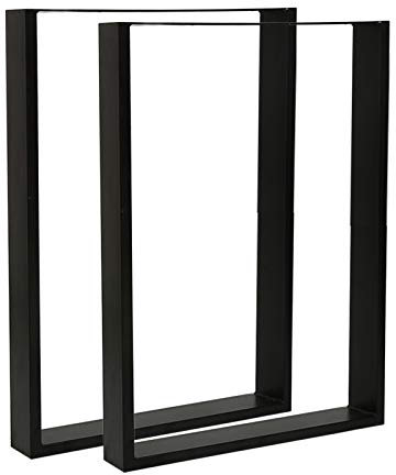 meihe Pieds de Table Lot de 2,Pied de Table en Acier,Pied de Meuble,Pieds de Meuble Table à Manger avec Protecteur de Sol et Accessoires de Montage Métal 60 x 72 cm(Noir)