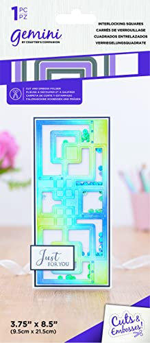 Gemini GEM-CEF8.5-INSQU Slimline Cut & Emoss Ordner, 9,5 x 21,6 cm, ineinandergreifende Quadrate, durchsichtig, 3.75 x 8.5