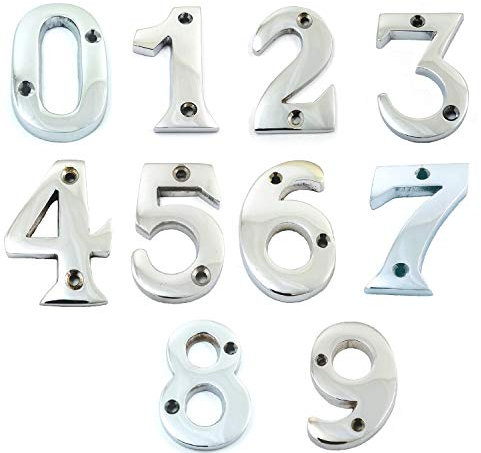 House Door Numerals Numbers from 0 to 9 in Satin Chrome Finish (1)