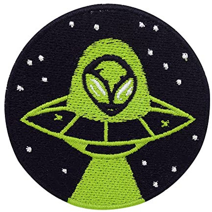 Finally Home Alien im Ufo runder Patch zum Aufbügeln | Weltall Patches, Weltraum Bügelpatch, Aufbügler, Bügelbild, Nasa Aufnäher zum Aufnähen