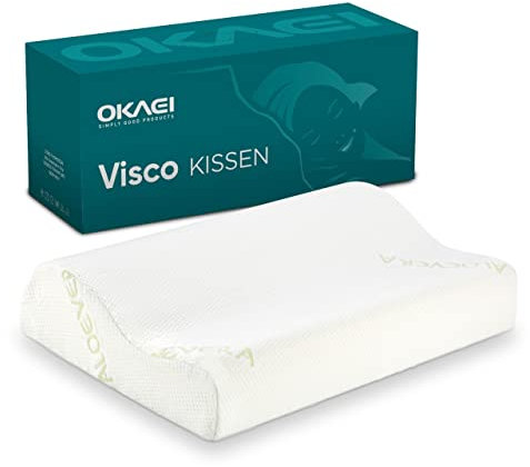 OKAEI Memory Foam Kissen mit EXTRA weichem Aloe-Vera Kissenbezug - Komfortables Kopfkissen - Ergonomisches Kissen - Komfort Kissen - Kissen für Allergiker