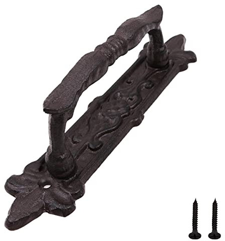 ZONADAH Retro 24cm Cast Iron Door Handle Heavy Duty Vintage Style Barn Door Wooden Door Pull Handle Passage Home Hallway Closet Garden Gate Shed Cabinet Door Grab Handle Indoor or Outdoor Black