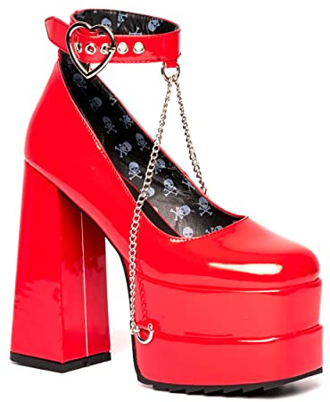 LAMODA Women's Sweetheart Court Shoe, Red Patent, 3 UK