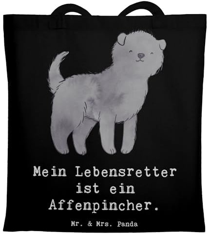 Mr. & Mrs. Panda Tragetasche Affenpincher Lebensretter - Geschenk, Strandtasche, Schenken, Schultertasche, Umhängetasche, Rassehund, Hundebesitzer,