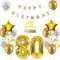 Luftballon 80. Geburtstag Deko Gold Weiß - Folienballon für Mann, Frau, Junge - Tortendeko 80 Jahre - Happy Birthday Dekoration