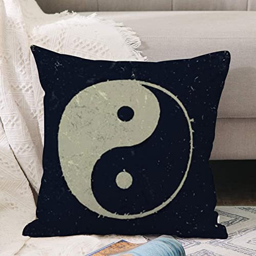 Kissenbezug 45x45 cm,Grunge Yin-Yang-Symbol-Hintergrund,Outdoor Kissen Kissenbezüge Kissenhülle Sofa Kissen dekokissen Zierkissen für Wohnzimmer Garten deko draußen