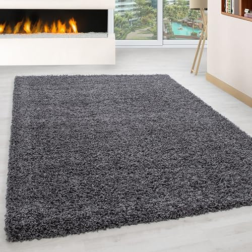 Miovani Hochflor Teppich 240 x 340 cm Grau - Besonders weicher Shaggy Teppich in vielen Farben & Größen für Dein gemütliches Zuhause - Teppich Wohnzimmer & Schlafzimmer