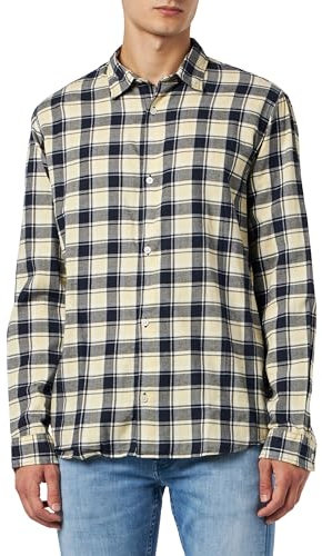 Bestseller A/S Jorjoshua Check Shirt Ls Chemise de loisirs Homme, Jaune Rouge, L