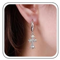 Inilbran Boho Kristall Kreuz Reif Ohrringe Silber Strass Kreuz Kruzifix Ohrringe Vintage Jesus Kreuz Ohrstecker Ohrringe Funkelnde Cz Kruzifix Religiöse Ohrringe Schmuck Für Frauen Und Mädchen