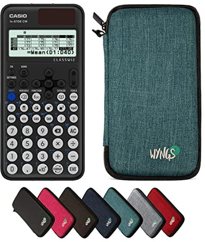 Casio fx-87DE CW ClassWiz inkl. WYNGS Schutztasche Türkis - Wissenschaftlicher Taschenrechner - Basic Set