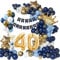 40 Años Decoracion Cumpleaños, Globos 40 Cumpleaños Hombres y Mujeres, 40 Años Cumpleaños de Fiesta Azul Marino Oro 40er Globos Cumpleaños con Pancarta Feliz para Fiesta cumpleaño 40 Años Decoracione