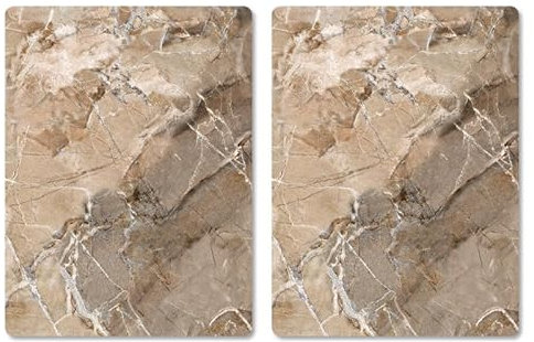Pagnanno Hob Covers Chopping Board Pack of 2 - Versatile Kitchen Board Glass Worktop Savers - Heat Resistant Sink Boards, Worktop Protectors - Marble Effect Grey (Design 2, 50x40CM)