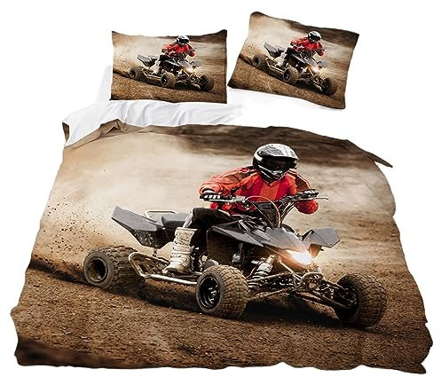 3D Cool Off-Road LKW Grau Schwarz Braun Bettwäsche Set Bettbezug und Kissenbezug Mikrofaser Kinder Jungen Mädchen (Farbe 4, 200x200 cm + 80x80 cm*2)