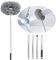 Spolverino per ventilatore fuzzy, con manico di estensione, in microfibra, rimovibile, lavabile, regolabile da 33 a 145 cm, per la pulizia di pareti, porte, librerie, finestre, grigio