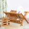 Jetcloud Drying 2 Tier Bamboo Dishes Drainer 20 Slots Bowl and Plate Utensil Holder Folding Wood Kitchen Rack for Counter, Large
