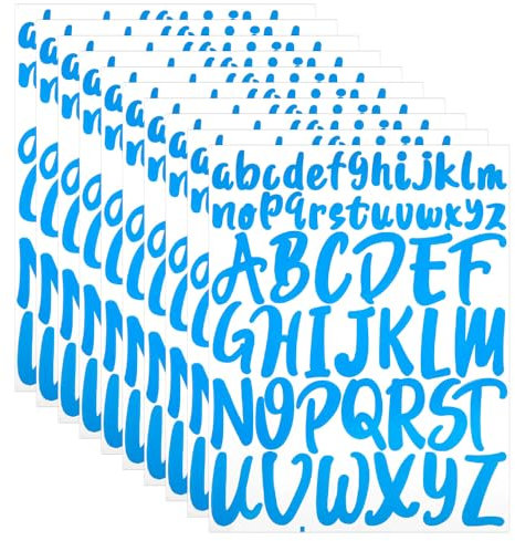 520 Stück Buchstaben Aufkleber, 10 Blatt Vinyl Scrapbook Selbstklebend Buchstaben 5,08 cm Groß- und 2,54 cm Kleinbuchstaben Alphabet Aufkleber Dekoration für Bastelpostfächer (Blau)