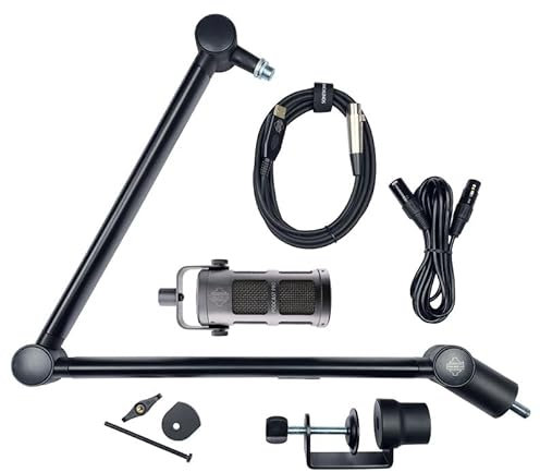 VOICECASTING PACK - Mic, Boom Arm, USB & XLR Cables -PRO Kit for Podcast, Broadcast, Streaming, Gaming & VC – No Phantom Power required - Lifetime Microphone Warranty. Designed & Built in UK - Grey